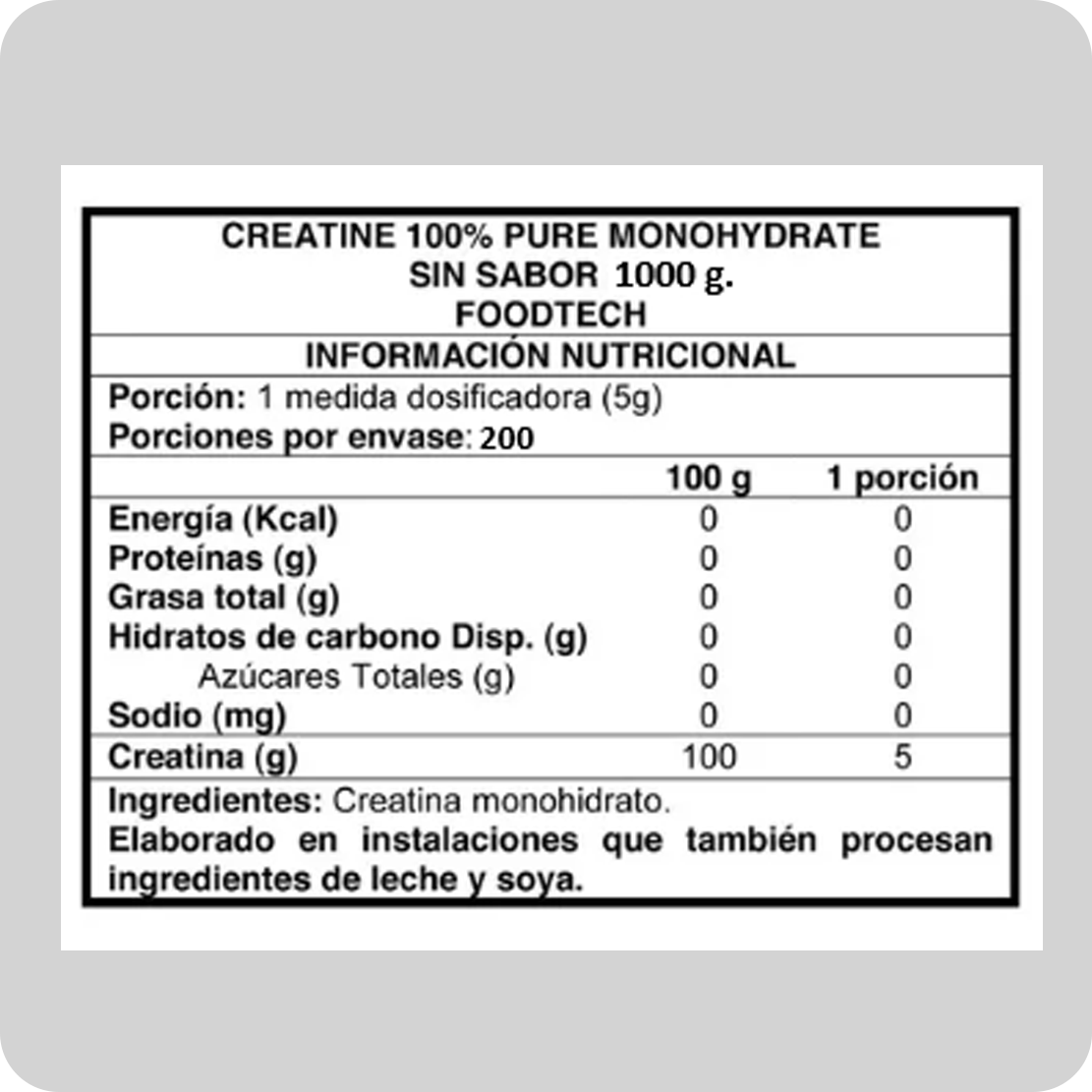 Creatine 100% Pure Monohydrate 1kg - Foodtech