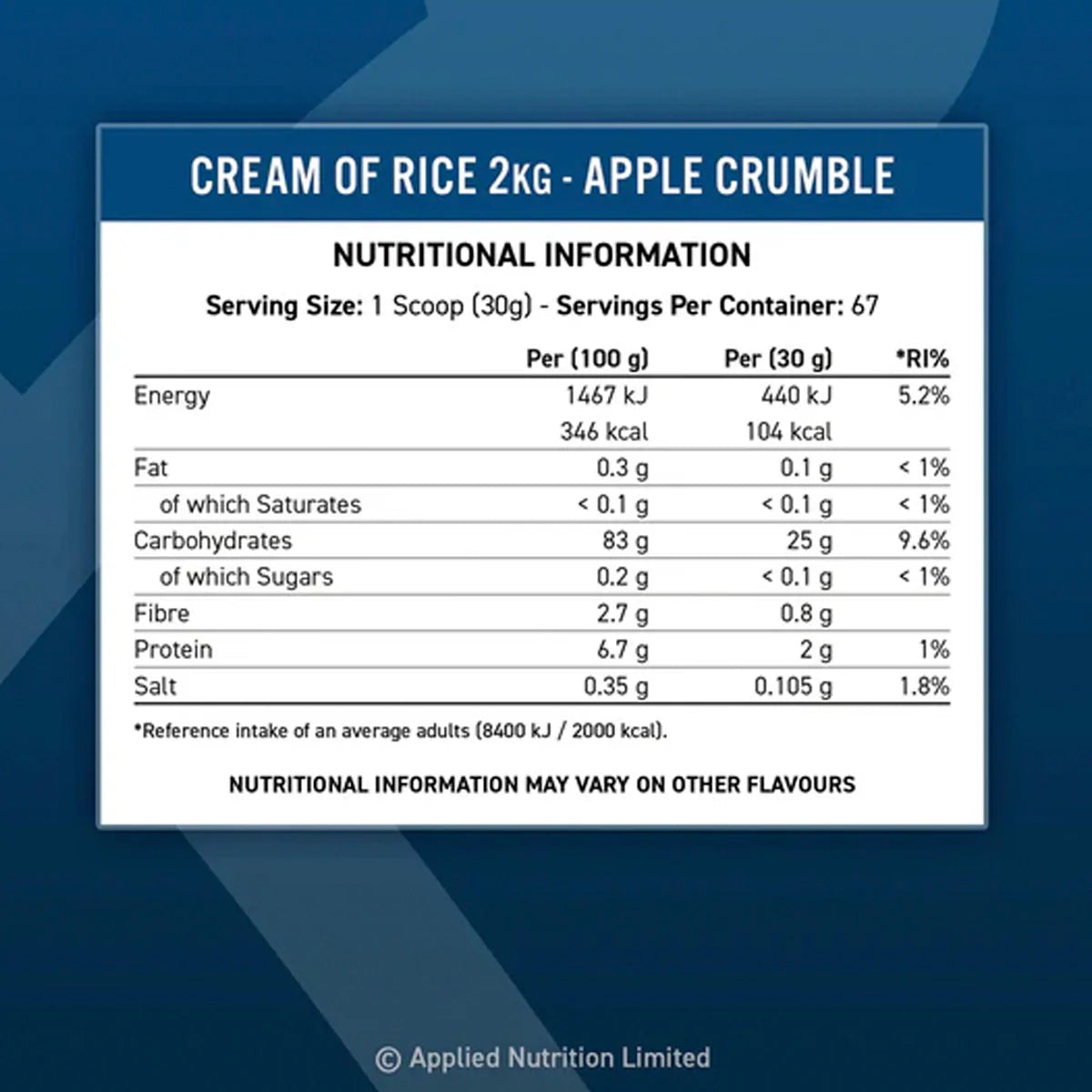 Cream of Rice Applied Nutrition